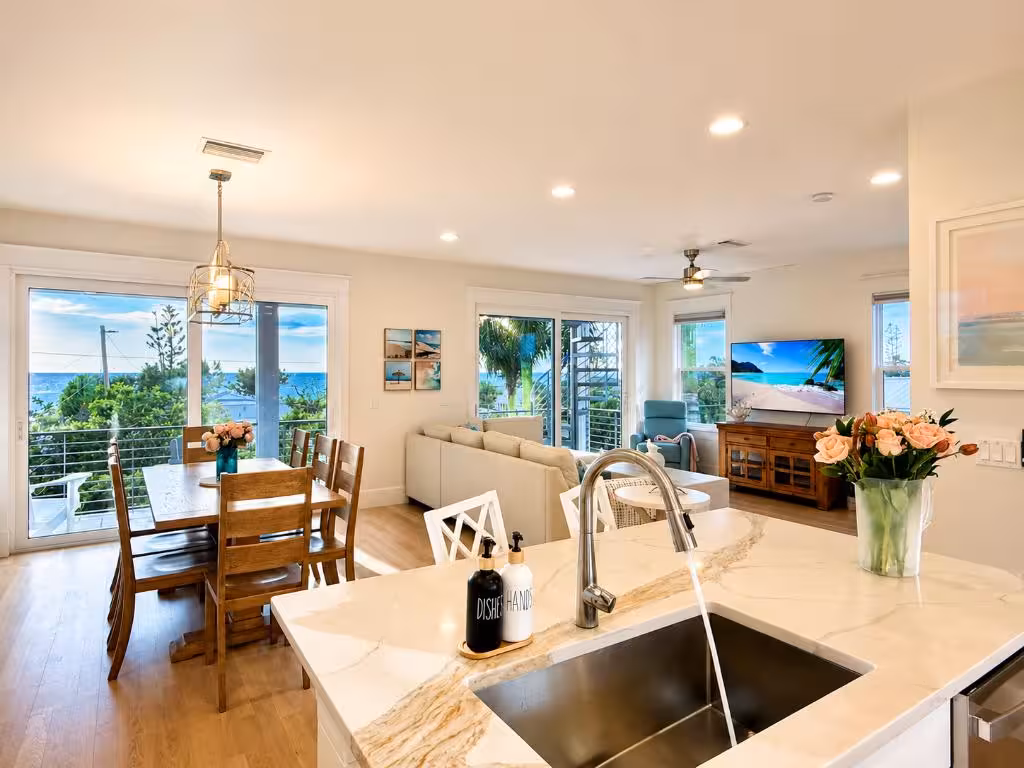 Bright kitchen and dining area at Shore to Please